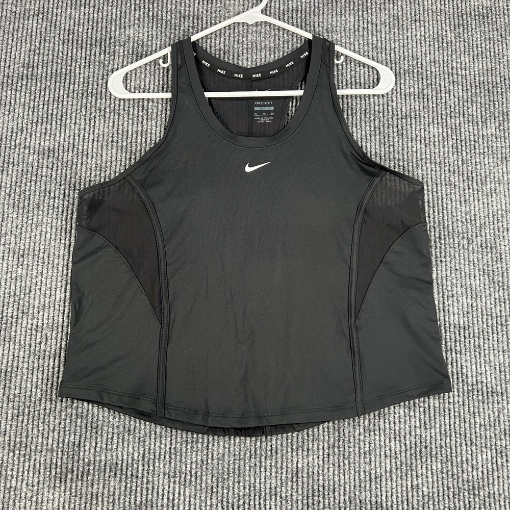 Nike Tank Top Womens XL Extra Large Black Dri Slim Fit Sleeveless Workout New